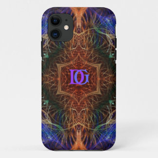Fractal Art Indigo-Earth Custom Monogram iPhone 11 Case
