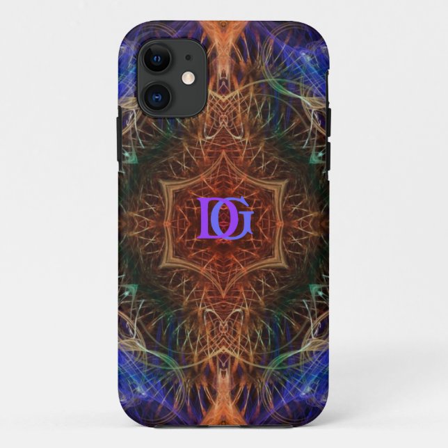Fractal Art Indigo-Earth Custom Monogram Case-Mate iPhone Case (Back)