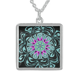 Fractal Art Mandala Design Sterling Silver Necklace