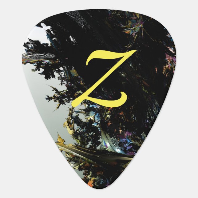 Fractal Art Metal Music Monogram Guitar Pick (Front)