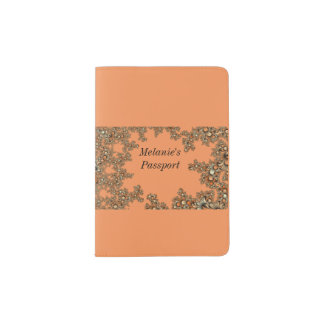 Fractal Art Monogram Soft Orange Passport Holder