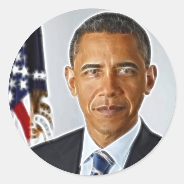 Fractal Art, Official Portrait Barack Obama Classic Round Sticker (Front)