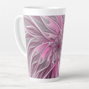 Fractal Art Pink Flower Dream, Floral Fantasy Latte Mug