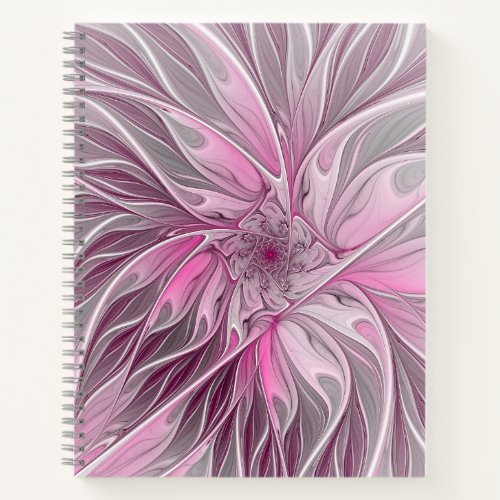 Fractal Art Pink Flower Dream Floral Fantasy Notebook