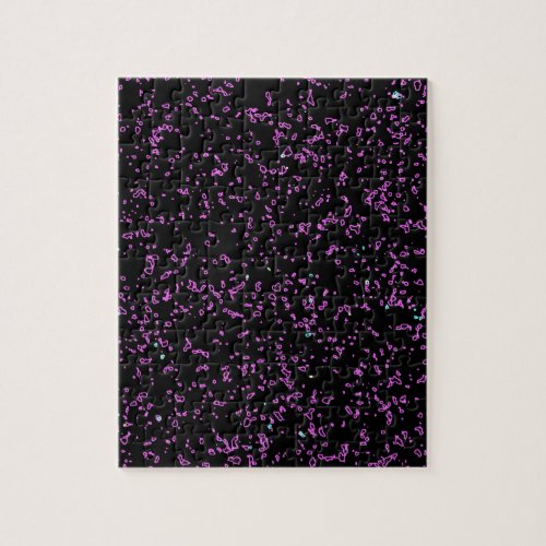 Fractal Art Purple Pink Glitter Patterns Black Jigsaw Puzzle