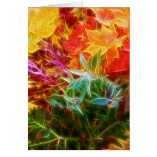 Fractal Autumn Leaves Rainbow Cards (Front)