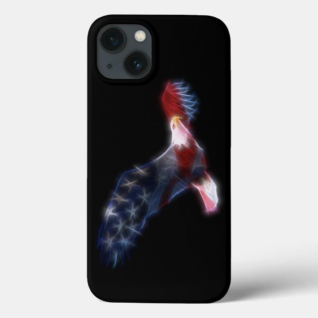 Fractal Bald Eagle Flag Patriotic Case-Mate iPhone Case (Back)