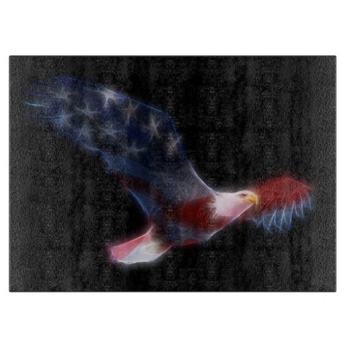 Fractal Bald Eagle Flag Patriotic Cutting Board