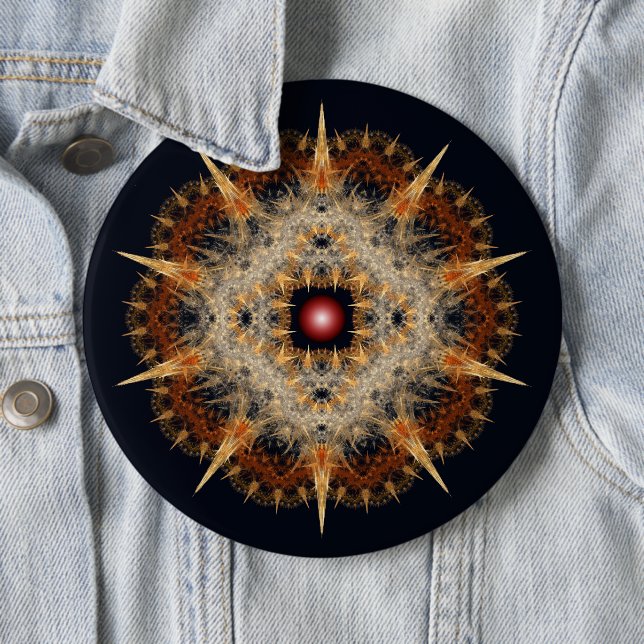 Fractal barbed star ornament button (In Situ)