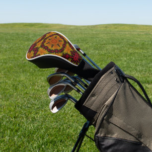 Fractal Bloom in Autumn Hues Golf Head Cover