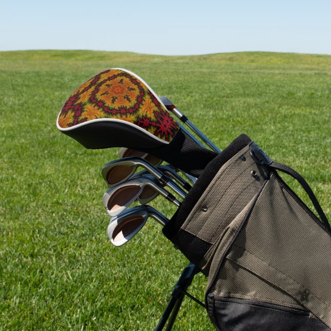 Fractal Bloom in Autumn Hues  Golf Head Cover (In Situ)