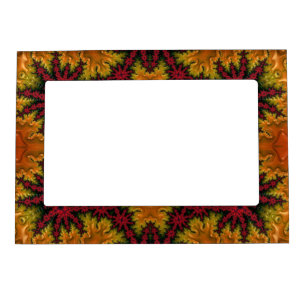 Fractal Bloom in Autumn Hues Magnetic Frame