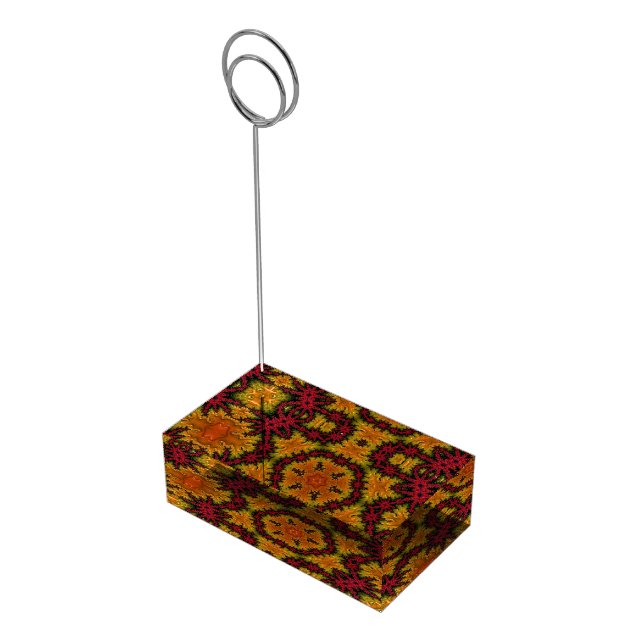 Fractal Bloom in Autumn Hues Table Card Holder (Corner)