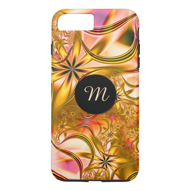 Fractal Blossoming Gold Monogram Case-Mate iPhone Case (Back)