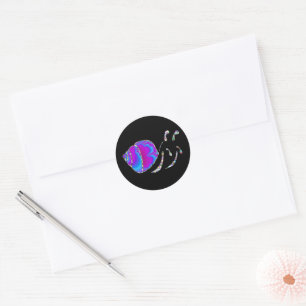 Fractal Blue and Purple Snail Shell Classic Round Sticker