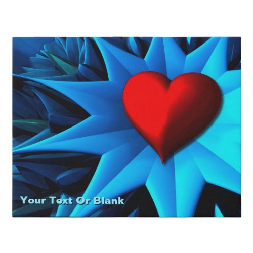 Fractal Blue Heart Flower Faux Canvas Print