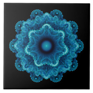 Fractal blue natural pattern ceramic tile