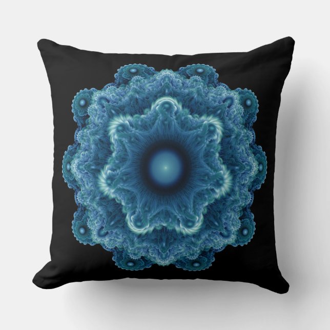 Fractal blue natural pattern throw pillow (Front)