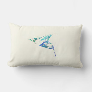 Fractal - Bluebird in Flight Lumbar Pillow