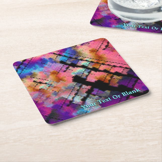 Fractal Brainstorm Square Paper Coaster (Angled)