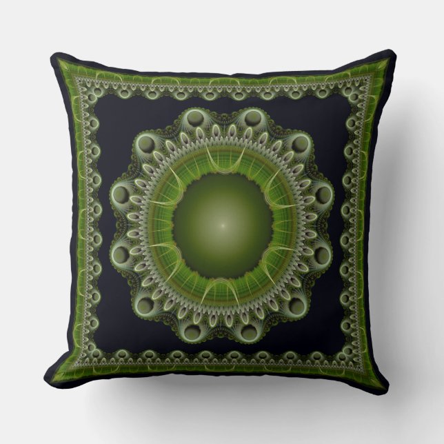 Fractal bright framed mandala throw pillow (Front)