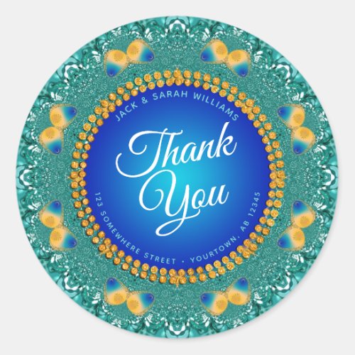 Fractal Butterfly Circle Thank You Classic Round Sticker