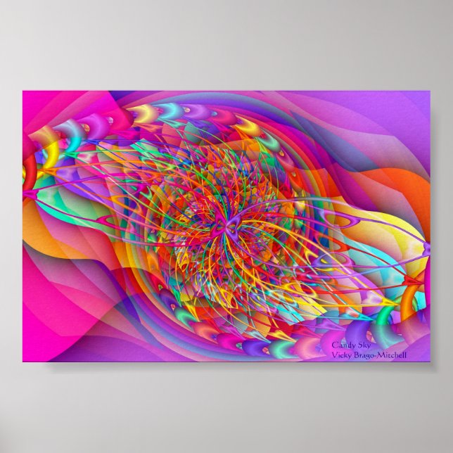 Fractal Candy Sky Abstract Art Poster (Front)