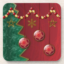 Fractal Celebration Christmas Cork Coaster