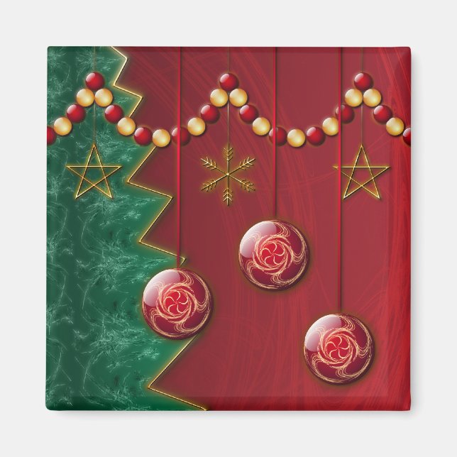 Fractal Celebration Christmas Magnet (Front)