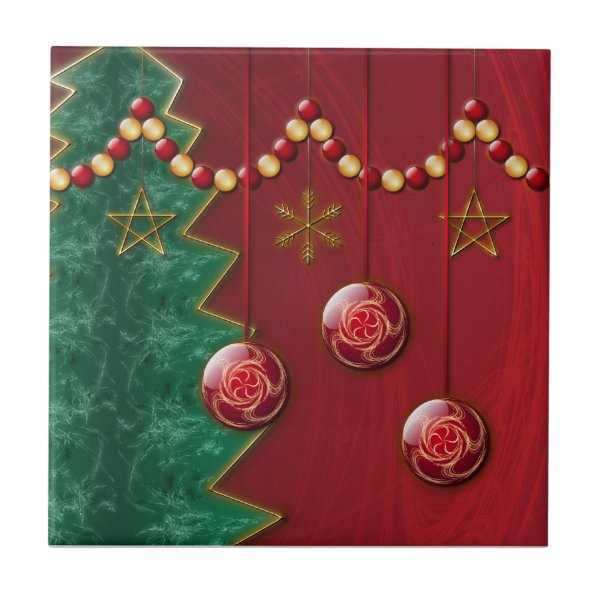 Fractal Celebration Christmas Tile