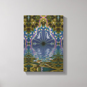 Fractal Chakra Yoga Meditation Wrapped Canvas Print