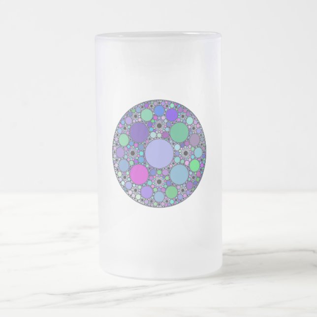 Fractal Circles in Purple Pink Blue Green Frosted Glass Beer Mug (Center)