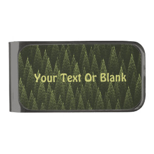 Fractal Conifer Forest Gunmetal Finish Money Clip