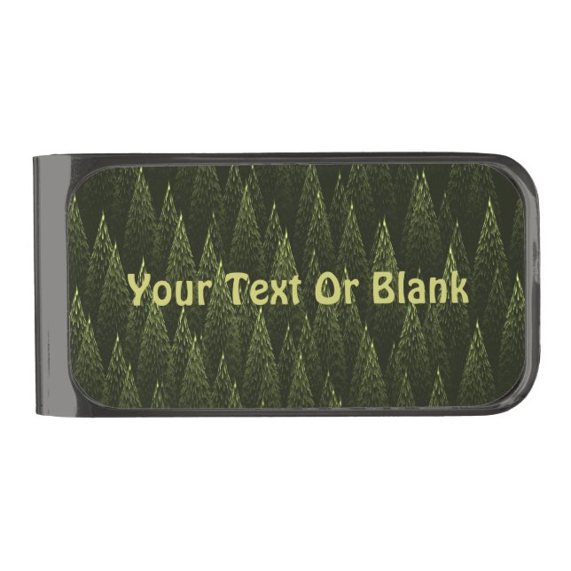 Fractal Conifer Forest Gunmetal Finish Money Clip (Front)