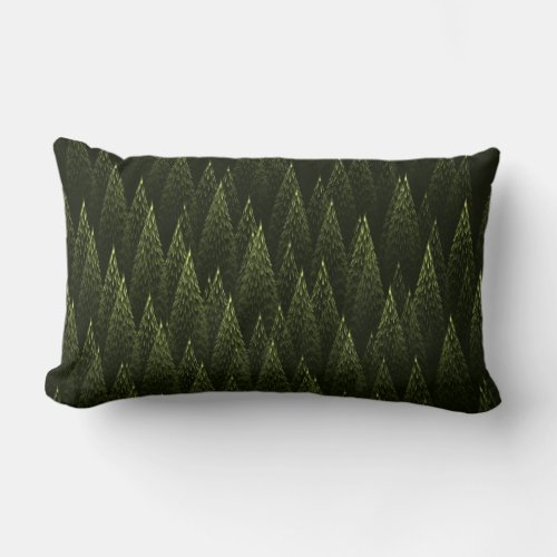 Fractal Conifer Forest Lumbar Pillow