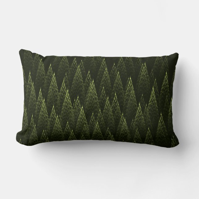 Fractal Conifer Forest Lumbar Pillow (Front)