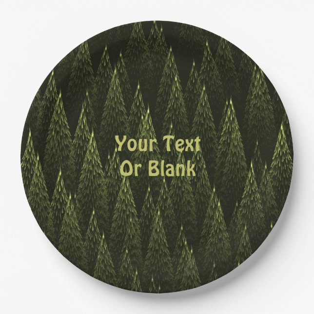 Fractal Conifer Forest Paper Plates (Front)