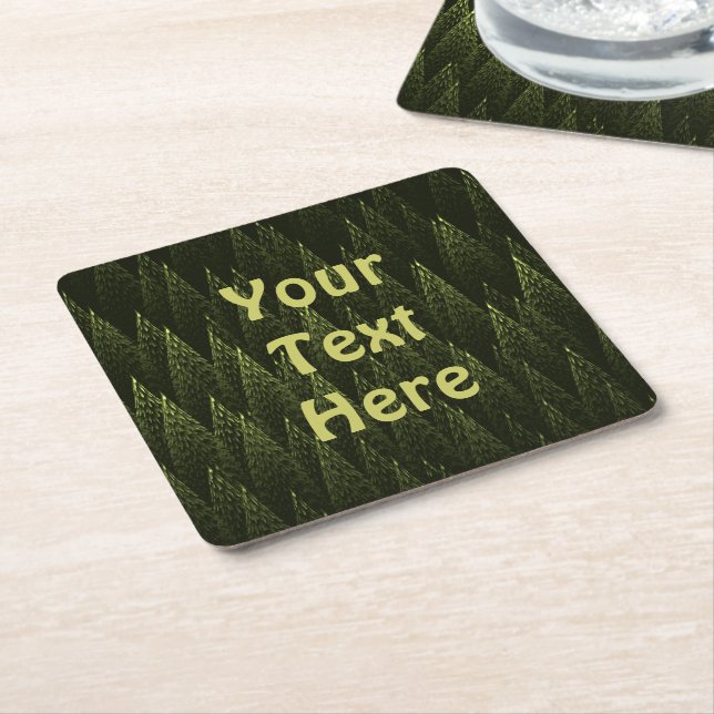 Fractal Conifer Forest Square Paper Coaster (Angled)