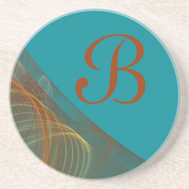 Fractal Corner Series-8 Teal Org coaster--1 of Coaster (Front)