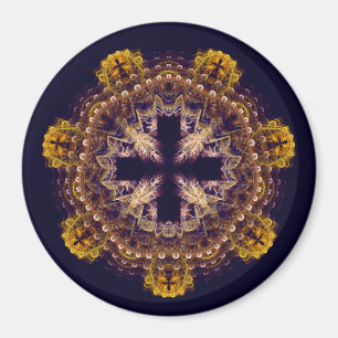 Fractal cross mandala magnet