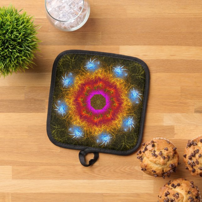 Fractal design bright colors  pot holder (Top Down)