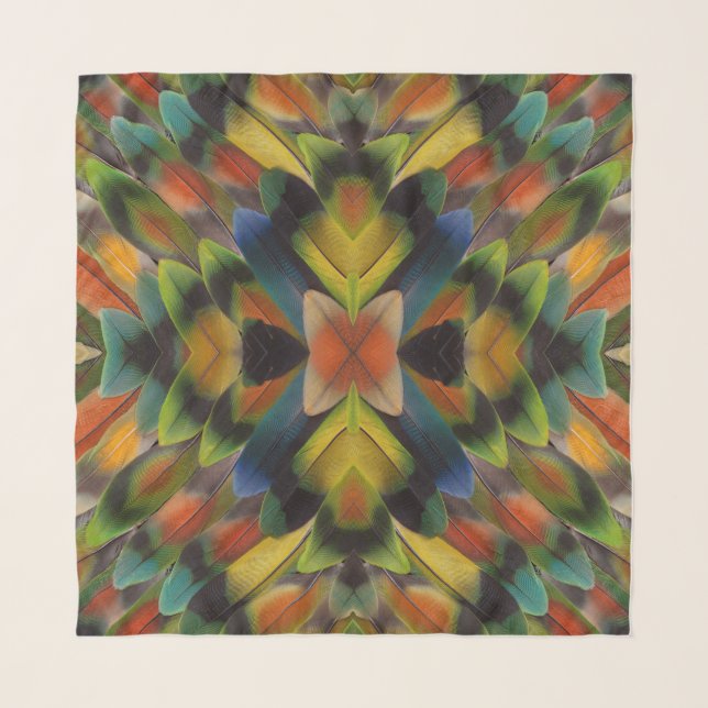 Fractal Design Of Lovebird Feathers Scarf (Front)