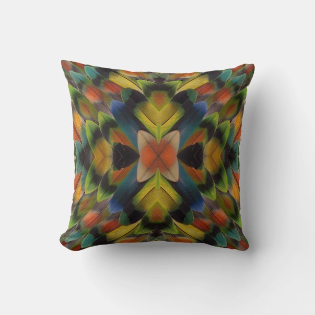 Fractal Design Of Lovebird Feathers Throw Pillow (Front)