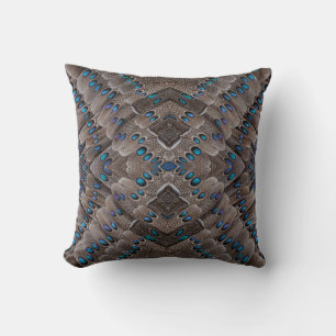 Fractal Design Pheasant Feather Throw Pillow