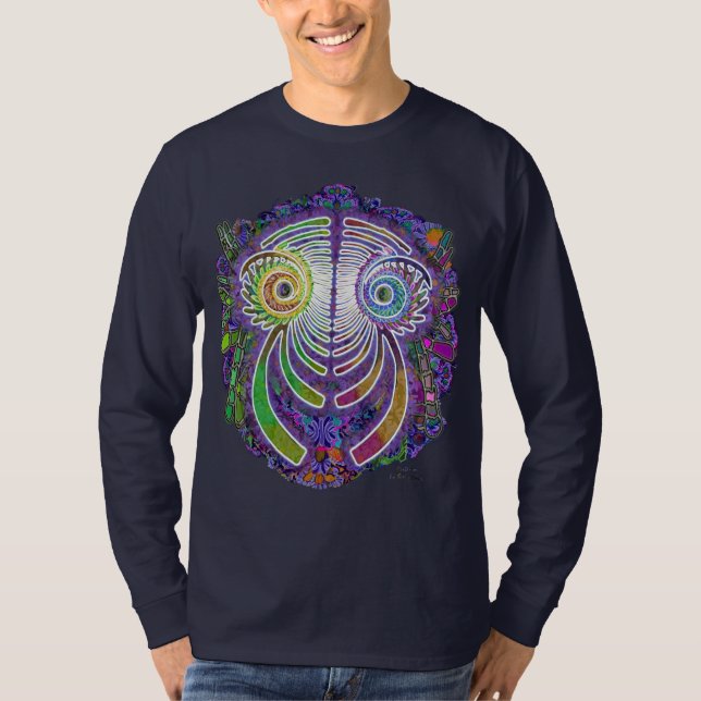 Fractal Dragon Flower Power T-Shirt (Front)
