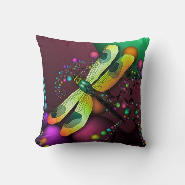 Fractal Dragonfly Pillow (Front)