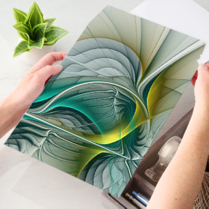 Fractal Evolution, Golden Turquoise Abstract Art Envelope Mailers