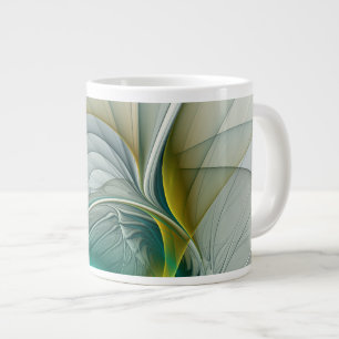 Fractal Evolution, Golden Turquoise Abstract Art Giant Coffee Mug