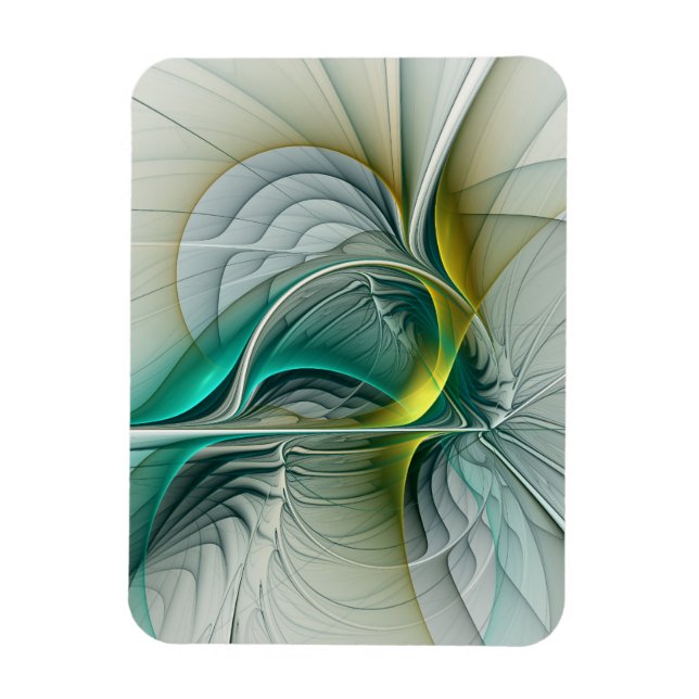 Fractal Evolution, Golden Turquoise Abstract Art Magnet (Vertical)