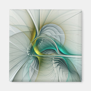 Fractal Evolution, Golden Turquoise Abstract Art Magnet